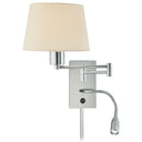 George Kovacs P478-077 1+1-Light LED Swing Arm Wall Sconce in White Fabric Shade 1