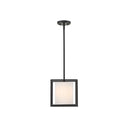 Golden Lighting 2243-M1L BLK-MWS Manhattan Mini Pendant in Matte Black with Modern White Shade - Crescent Harbor