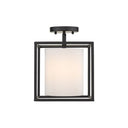 Golden Lighting 2243-M1L BLK-MWS Manhattan Mini Pendant in Matte Black with Modern White Shade - Crescent Harbor