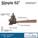 Minka Aire Simple F787 52" Outdoor Ceiling Fan 13