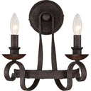 Quoizel NBE8702RK Noble 2 Light Wall Sconce in Rustic Black - Crescent Harbor
