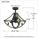 Shire 4 Light Fandelier in Rustic Black 4