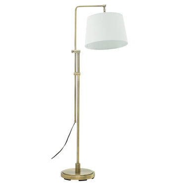 House of Troy CR700-AB Crown Point Floor Lamp with Off-White Linen Shade, Antique Bras 1