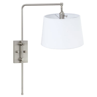 House of Troy CR725-SN Crown Point Wall Sconce with Off-White Linen Shade, Satin Nickel 1