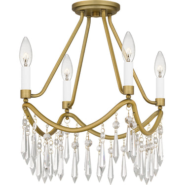Airedale 4 Light Semi-Flush Mount in Aged Brass 3
