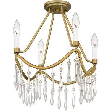 Airedale 4 Light Semi-Flush Mount in Aged Brass 5