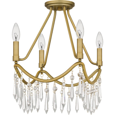 Airedale 4 Light Semi-Flush Mount in Aged Brass 6