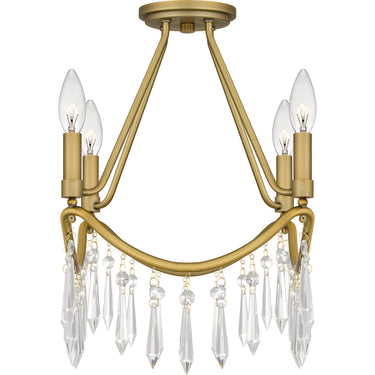 Airedale 4 Light Semi-Flush Mount in Aged Brass 7