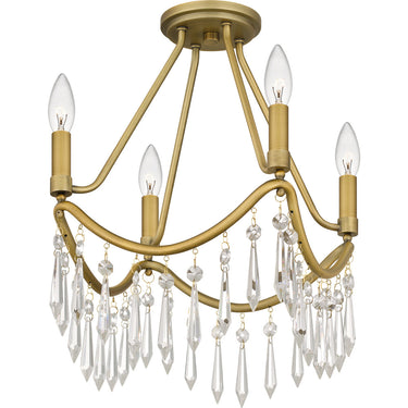 Airedale 4 Light Semi-Flush Mount in Aged Brass 8