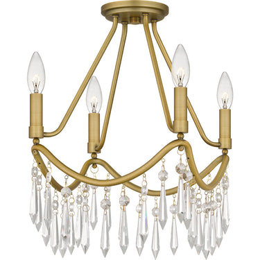 Airedale 4 Light Semi-Flush Mount in Aged Brass 1