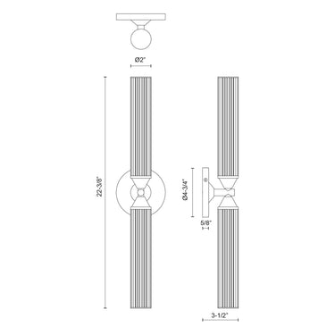 Alora Edwin LED 22 Inch Wall/Vanity Light Frosted Ribbed Glass - Crescent Harbor