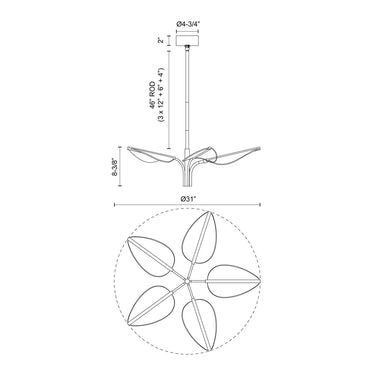 Alora Flora LED 5 Head Pendant - Crescent Harbor