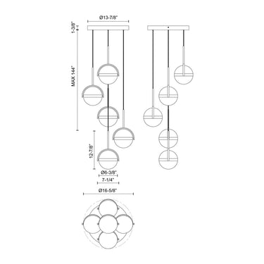 Alora Globo LED Multi Pendant 5 Head - Crescent Harbor