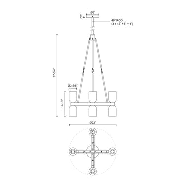 Alora Lucian 8 Light Chandelier 22 Inch - Crescent Harbor