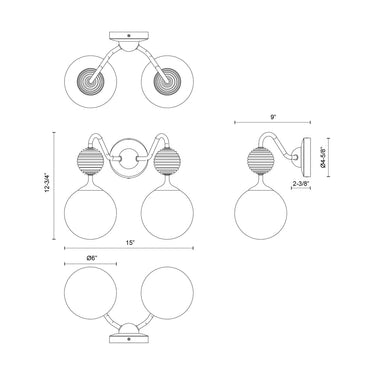 Alora Mood Celia VL415315 15 Inch Vanity Light 1