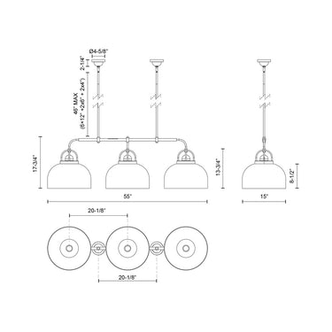 Alora Mood Lancaster LP461155 55 Inch Linear Pendant 2