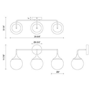Alora Mood Nouveau VL505125 25 Inch Vanity Light 1