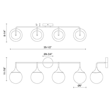 Alora Mood Nouveau VL505136 35 Inch Vanity Light 1