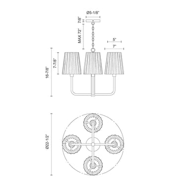 Alora Mood Plisse CH528423 23 Inch Chandelier 2