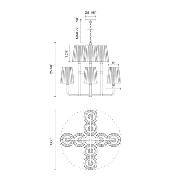 Alora Mood Plisse CH528830 30 Inch Chandelier 3
