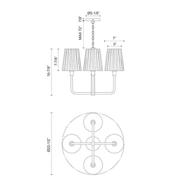Alora Mood Plisse CH628423 23 Inch Chandelier 2