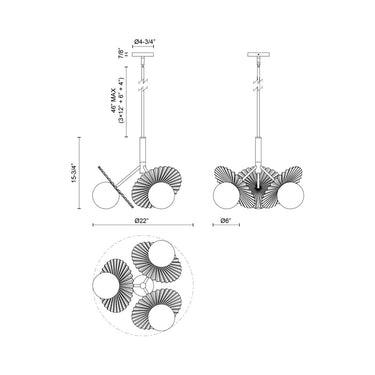 Alora Mood Plume CH501322 21 Inch Chandelier 2