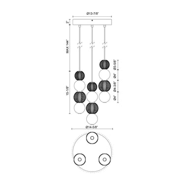 Alora Onyx LED Multi Pendant 3 Head - Crescent Harbor