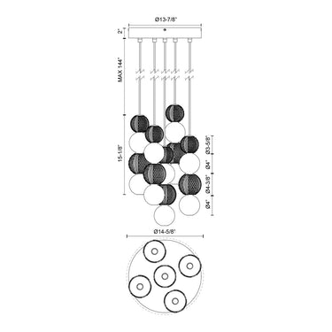 Alora Onyx LED Multi Pendant 5 Head - Crescent Harbor
