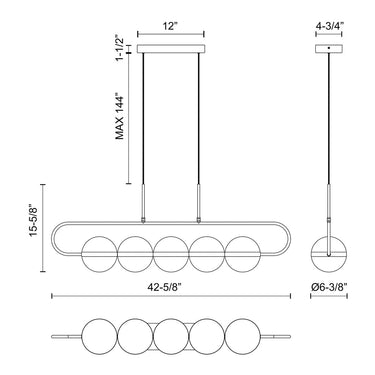 Alora Tagliato LED Linear Pendant 5 Head - Crescent Harbor