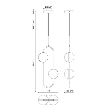 Alora Tagliato LED Pendant 2 Head - Crescent Harbor