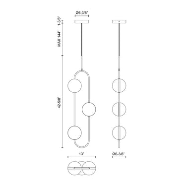 Alora Tagliato LED Pendant 3 Head UNV - Crescent Harbor