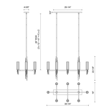 Alora Torres 8 Light Linear Pendant - Crescent Harbor