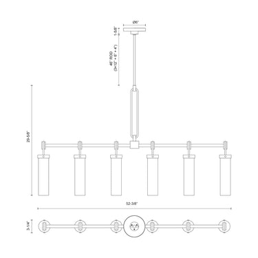 Alora Wynwood 6 Light Linear Pendant - Crescent Harbor