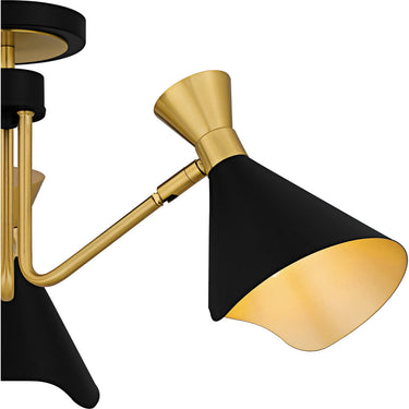 Arden 3 Light Semi-Flush Mount in Matte Black 3