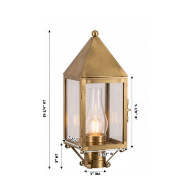 Ashford Post Lantern shown in the Antique Brass finish with a Clear shade - 9520-AB-CL-C 1