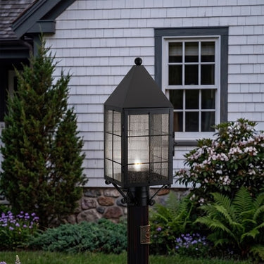 Ashford Post Lantern shown in the Matte Black finish with a Seedy shade - 9520-H-BK-SDY-C 2