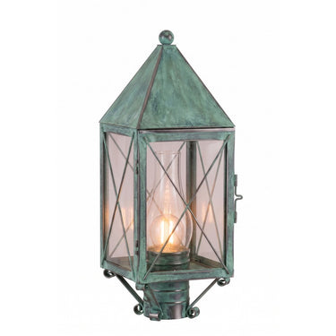 Ashford Post Lantern shown in the Verde Green finish with a Clear shade - 9520-X-VG-CL-C