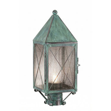 Ashford Post Lantern shown in the Verde Green finish with a Seedy shade - 9520-X-VG-SDY-C