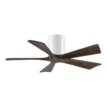Atlas Irene-5H Five Bladed Paddle Fan in Gloss White with Walnut Tone Blade - Crescent Harbor