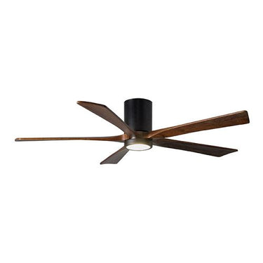 Atlas Irene-5HLK Five Bladed Paddle Fan in Matte Black with Walnut Tone Blades and LED Light kit. - Crescent Harbor