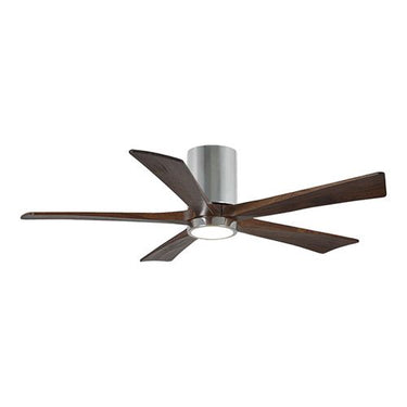 Atlas Irene-5HLK Five Bladed Paddle Fan in Polished Chrome with Walnut Tone Blades and LED Light kit. - Crescent Harbor