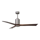 Atlas Patricia-3 Three Bladed Paddle Fan in Brushed Nickel with Barnwood Tone Blades and LED Light kit. - Crescent Harbor