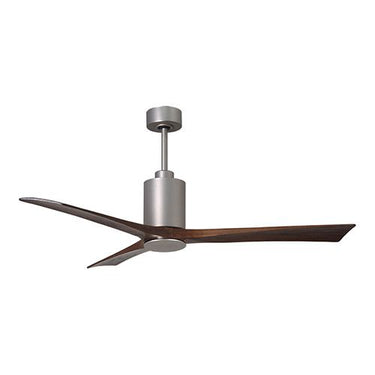 Atlas Patricia-3 Three Bladed Paddle Fan in Brushed Nickel with Barnwood Tone Blades and LED Light kit. - Crescent Harbor