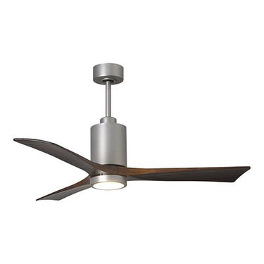 Atlas Patricia-3 Three Bladed Paddle Fan in Brushed Nickel with Walnut Tone Blades and LED Light kit. - Crescent Harbor