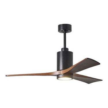 Atlas Patricia-3 Three Bladed Paddle Fan in Matte Black with Walnut Tone Blades and LED Light kit. - Crescent Harbor