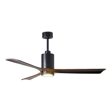 Atlas Patricia-3 Three Bladed Paddle Fan in Matte Black with Walnut Tone Blades and LED Light kit. - Crescent Harbor