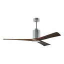 Atlas Patricia-3 Three Bladed Paddle Fan in Polished Chrome with Barnwood Tone Blades and LED Light kit. - Crescent Harbor