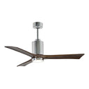 Atlas Patricia-3 Three Bladed Paddle Fan in Polished Chrome with Walnut Tone Blades and LED Light kit. - Crescent Harbor