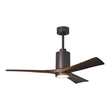 Atlas Patricia-3 Three Bladed Paddle Fan in Textured Bronze with Walnut Tone Blades and LED Light kit. - Crescent Harbor