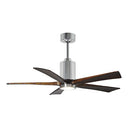 Atlas Patricia-5 Three Bladed Paddle Fan in Polished Chrome with Walnut Tone Blades and LED Light kit. - Crescent Harbor
